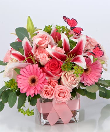 Ardent Love - Pink Lily, Rose, Daisy Bouquet