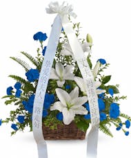 Blue & White Funeral Basket