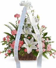Pink & White Funeral Basket