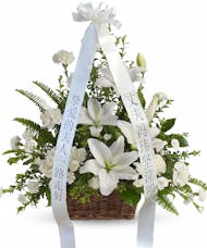 White Funeral Basket