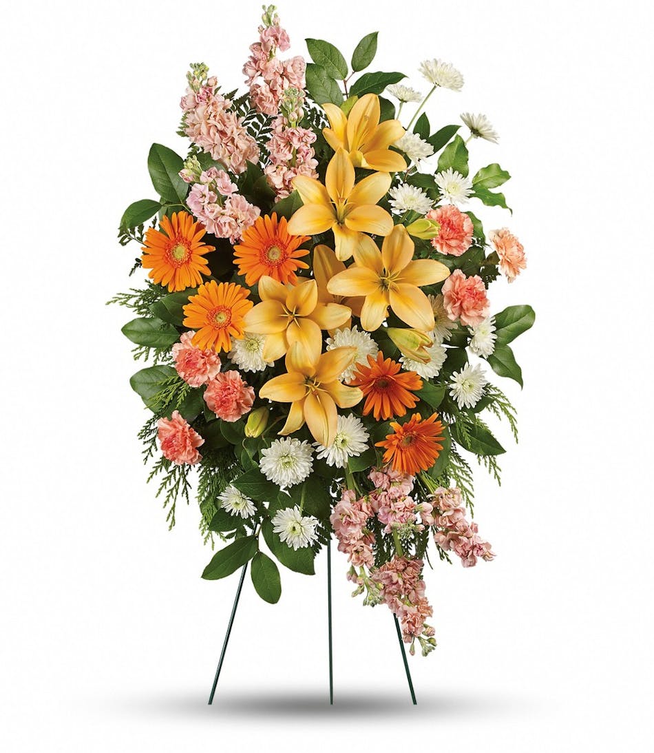 Treasured Lilies Funeral Spray | Rowland Heights Funeral ...