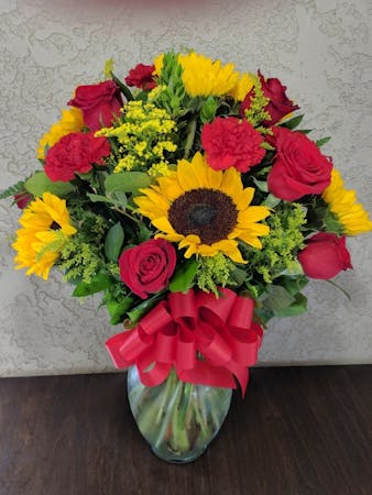 Sunny Day Bouquet With Sunflowers Roses Carnations In Rowland Heights Ca